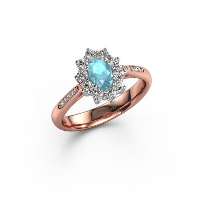 Engagement ring Leesa 2 585 rose gold blue topaz 6x4 mm