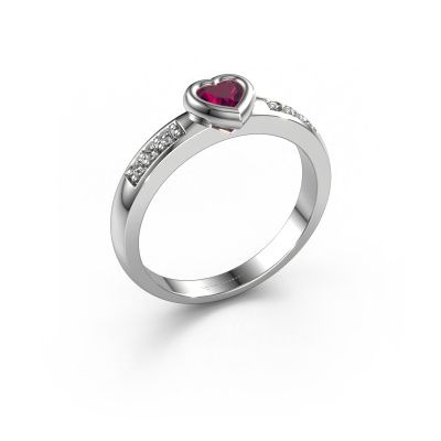 Verlovingsring Lieke Heart 585 witgoud rhodoliet 4 mm