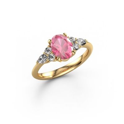 Bague de fiançailles Melani OVL 585 or jaune saphir rose 8x6 mm