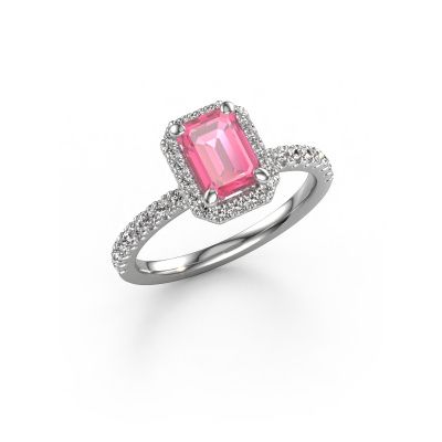 Engagement ring Miranda eme 950 platinum pink sapphire 7x5 mm