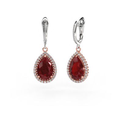 Pendants d'oreilles Tilly per 4 585 or rose rubis 12x8 mm