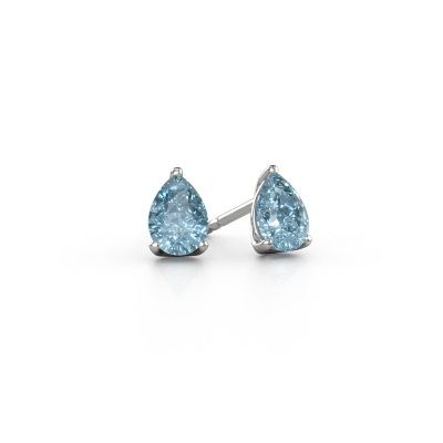 Clous d'oreilles Sam PER 950 platine diamant synthétique bleu 7x5 mm