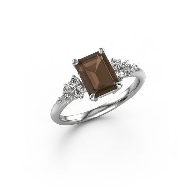 Ring Royce EME 950 platinum smokey quartz 8x6 mm