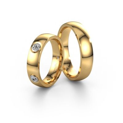 Wedding rings set WH0139LM25BP ±5x2 mm 14 Carat gold diamond 0.06 crt