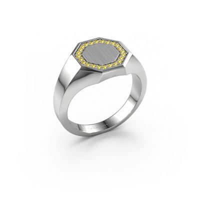 Men's ring Floris Octa 2 585 white gold yellow sapphire 1.2 mm