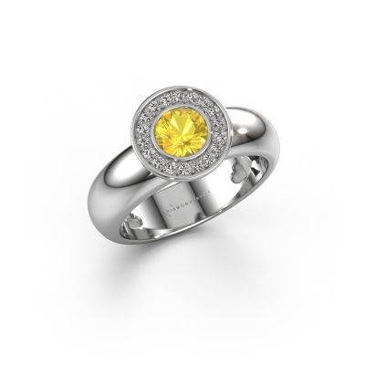 Bague Anna 585 or blanc saphir jaune 5 mm
