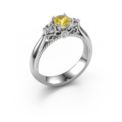 Verlobungsring Tiffani 585 Weißgold Gelb Saphir 5 mm