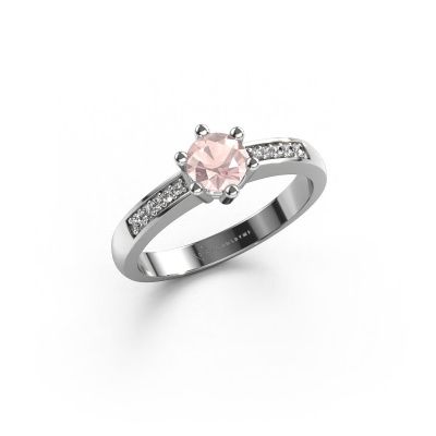 Engagement ring Luna 2 950 platinum morganite champagne 5 mm