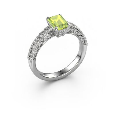 Engagement ring Shonta EME 950 platinum peridot 7x5 mm