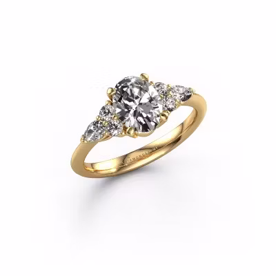 Bague de fiançailles Melani OVL 585 or jaune diamant synthétique 1.64 crt
