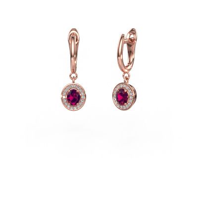 Drop earrings Nakita 585 rose gold rhodolite 5x4 mm