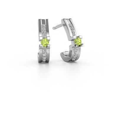 Earrings Myrthe 950 platinum peridot 2.5 mm