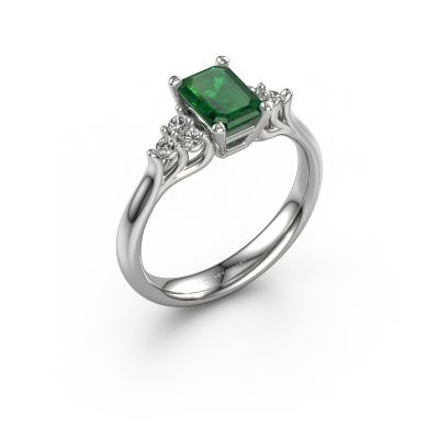 Engagement ring Monika EME 950 platinum emerald 7x5 mm