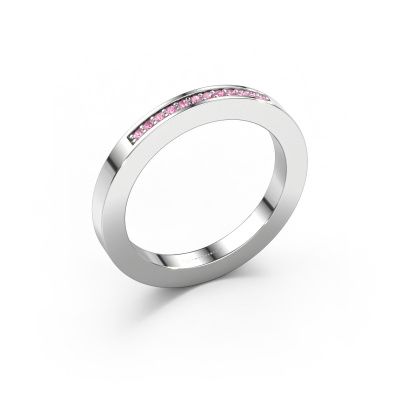 Stackable ring Loes 1 585 white gold pink sapphire 1.1 mm