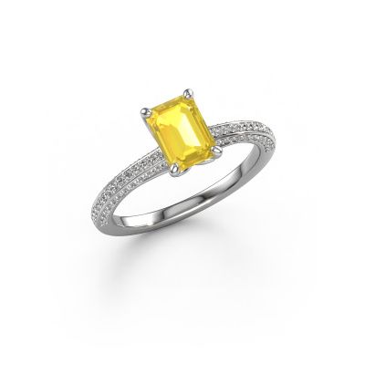 Verlobungsring Elenore eme 950 Platin Gelb Saphir 7x5 mm