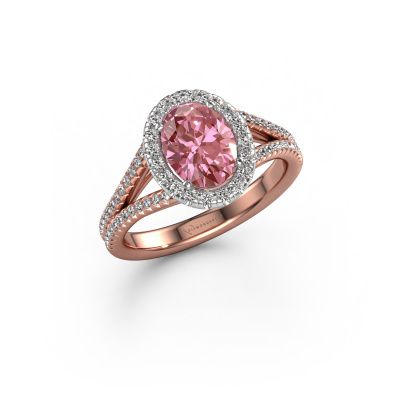 Engagement ring Verla ovl 2 585 rose gold pink lab grown diamond 8x6 mm
