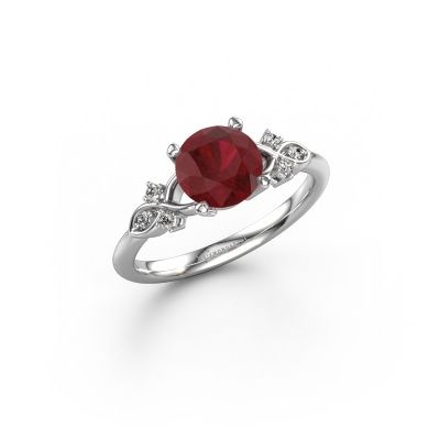 Engagement ring Azra RND 950 platinum ruby 7 mm