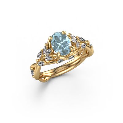 Engagement ring Samantha OVL 585 gold blue lab grown diamond 7,5x5,5 mm
