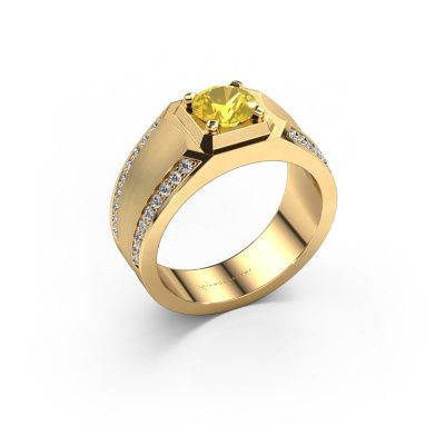 Heren ring Maarten 585 goud gele saffier 6.5 mm