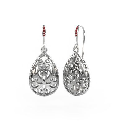 Drop earrings Idalia 1 585 white gold ruby 1.1 mm