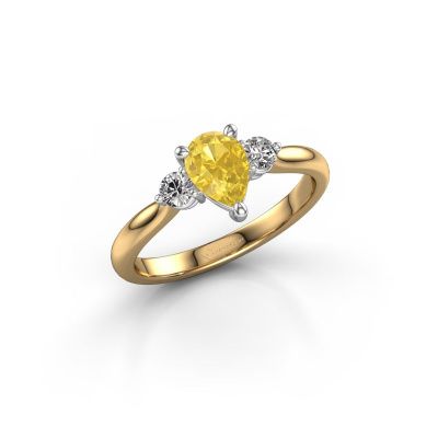 Verlovingsring Lieselot PER 585 goud gele saffier 7x5 mm