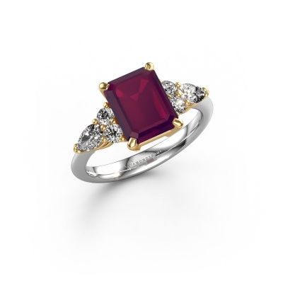 Bague de fiançailles Melani EME 585 or blanc rhodolite 9x7 mm