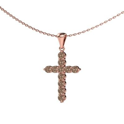 Pendant Cross 585 rose gold brown diamond 0.660 crt