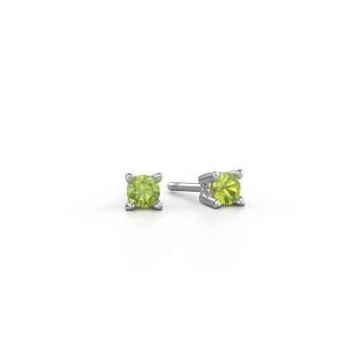 Stud earrings Cather 950 platinum peridot 4 mm