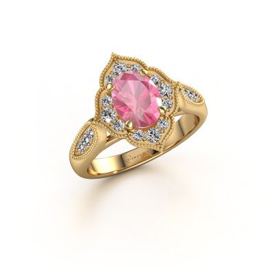 Verlobungsring Rosan 585 Gold Pink Saphir 8x6 mm