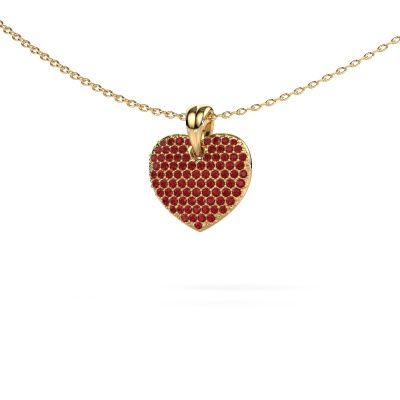 Pendant Heart 5 585 gold ruby 0.8 mm