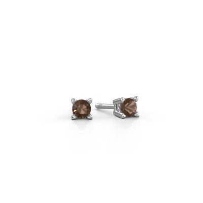 Stud earrings Cather 950 platinum smokey quartz 4 mm