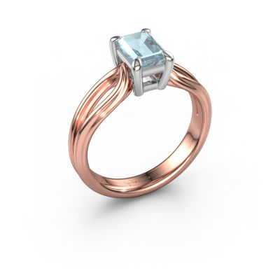 Verlobungsring Antonia eme 1 585 Roségold Aquamarin 7x5 mm