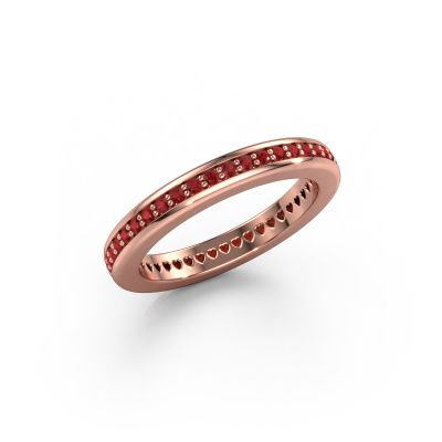 Stackable ring Elvire 3 585 rose gold ruby 1.3 mm