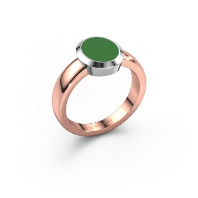 Bague pinky Oscar 1 585 or rose émail vert 10x8 mm