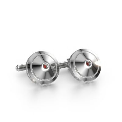 Cufflinks Demian 585 white gold garnet 2.2 mm