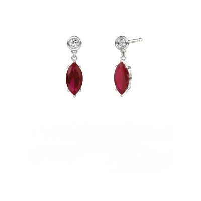 Pendants d'oreilles Lacey MRQ 950 platine rubis 10x5 mm