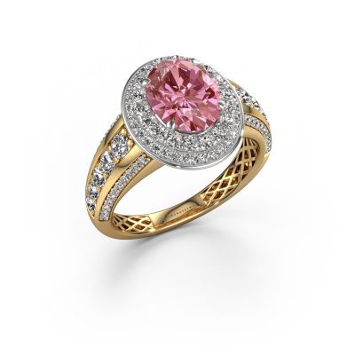 Engagement ring Nancie 585 gold pink lab grown diamond 9x7 mm