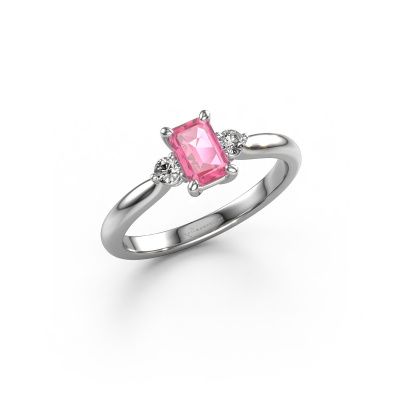Verlobungsring Lieselot EME 585 Weißgold Pink Saphir 6x4 mm