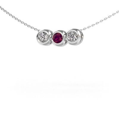 Collier Kim 3 585 or blanc rhodolite 4 mm