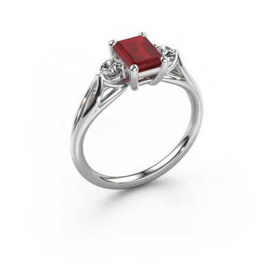 Engagement ring Amie EME 950 platinum ruby 7x5 mm