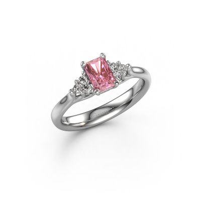 Verlobungsring Monika RAD 585 Weißgold rosa Labordiamant 6x4 mm