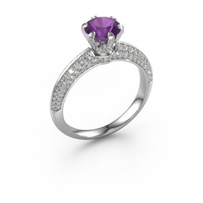 Engagement ring Abby 585 white gold amethyst 6.5 mm