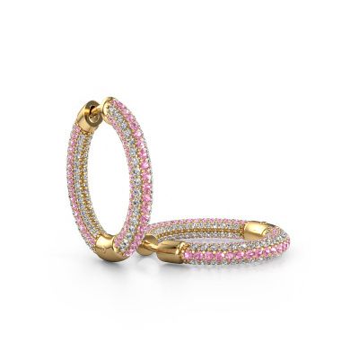 Créoles Hope 15mm 585 or jaune saphir rose 1 mm