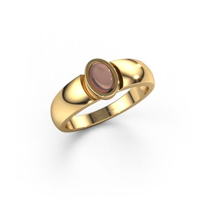 Ring Tonneke 585 gold smokey quartz 6x4 mm