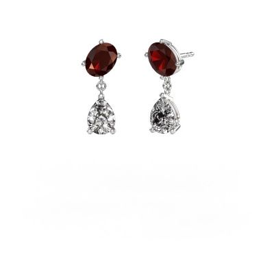 Earrings Toi et Moi OVL-PER 950 platinum garnet 8x6 mm