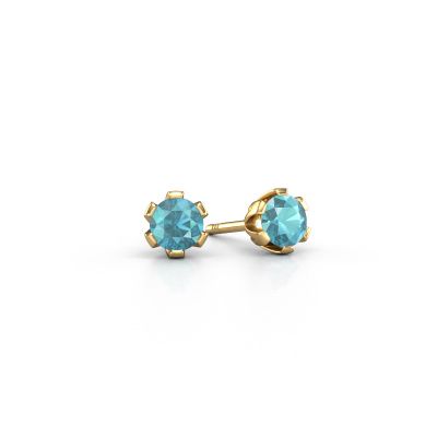 Clous d'oreilles Julia 585 or jaune topaze bleue 4 mm