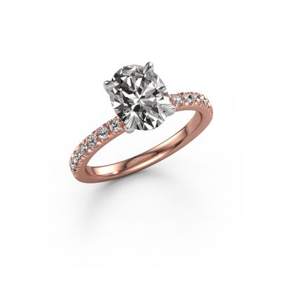 Engagement ring Crystal OVL 2 585 rose gold zirconia 9x7 mm