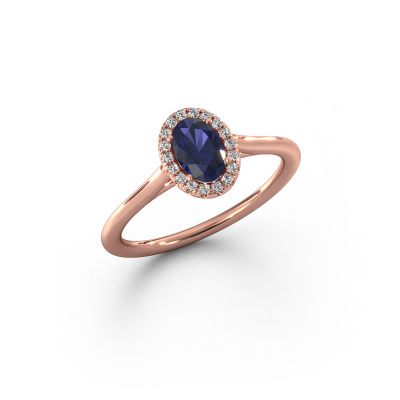 Engagement ring Seline ovl 1 585 rose gold sapphire 6x4 mm