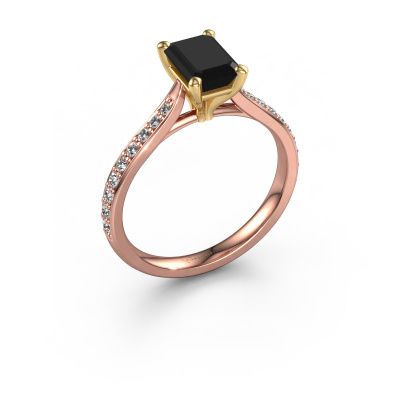 Engagement ring Mignon eme 2 585 rose gold black diamond 1.619 crt