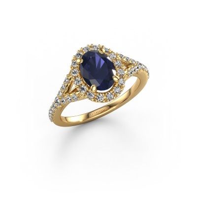Engagement ring Kimber OVL 585 gold sapphire 8x6 mm